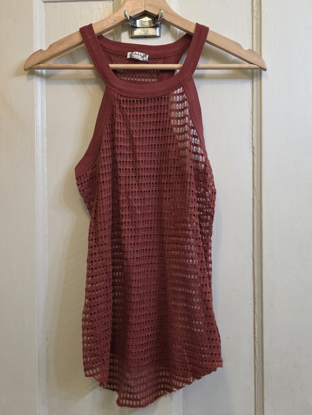Intimately Free People Mesh Racerback Tank Top Activewear Rust Size Small VGUC